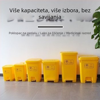 Izdržljivi 30-godišnji koš za medicinski otpad s pedalom, žut, ekstra velik, debeli za klinike