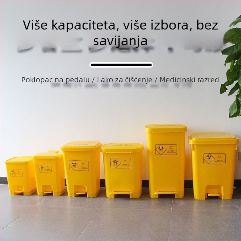 Izdržljivi 30-godišnji koš za medicinski otpad s pedalom, žut, ekstra velik, debeli za klinike
