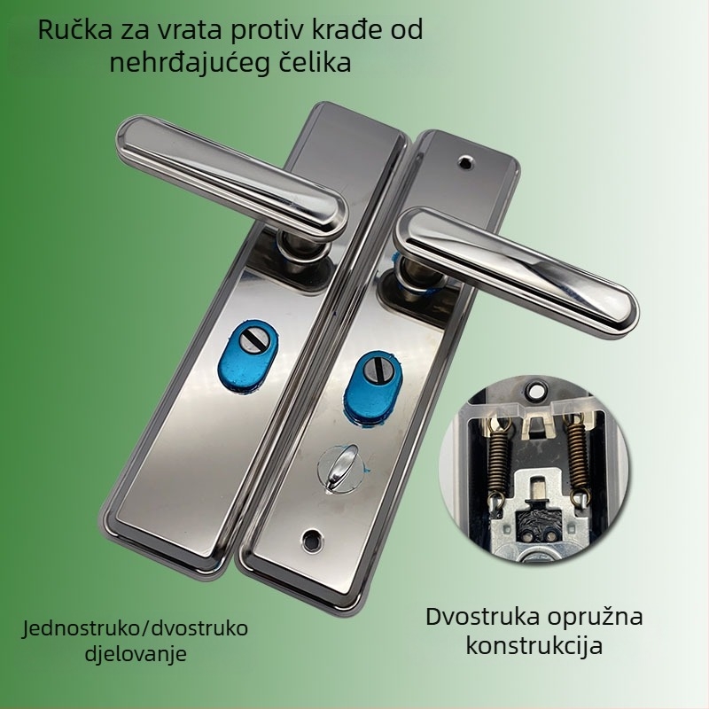 Kvaka za vrata od nehrđajućeg čelika, ogledni završetak, protivprovalna, čvrst držač, regulabilni jednoslojni i dvostruki mehanizam zaključavanja