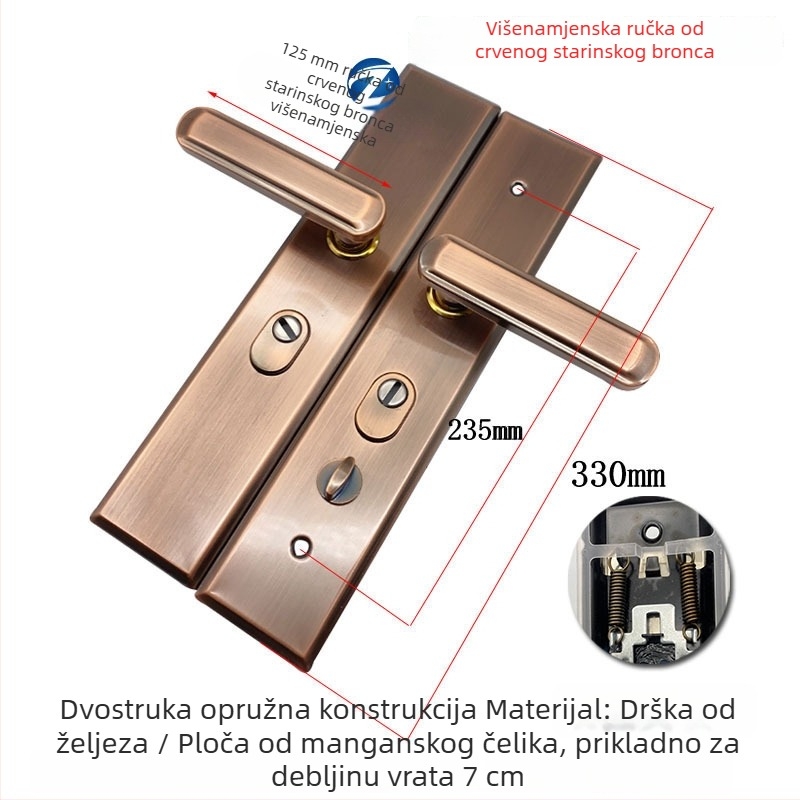 Kvaka za vrata od nehrđajućeg čelika, ogledni završetak, protivprovalna, čvrst držač, regulabilni jednoslojni i dvostruki mehanizam zaključavanja
