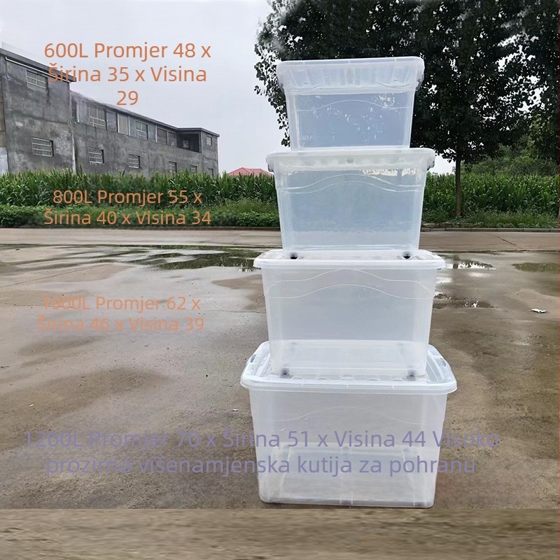 Prozirna plastična kutija za skladištenje s poklopcem, prenosni višefunkcionalni organizator 50–60 L, mogućnost tiska logotipa, za CD-ove, časopise, kozmetiku, lijekove i igračke