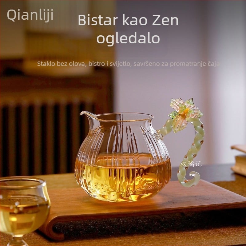 Lianjun set za čaj u modernom svijetlom stilu s debelim otpornim infuzorom, borosilikatno staklo za odvajanje čaja od vode te vrhunski čajni cjediljak