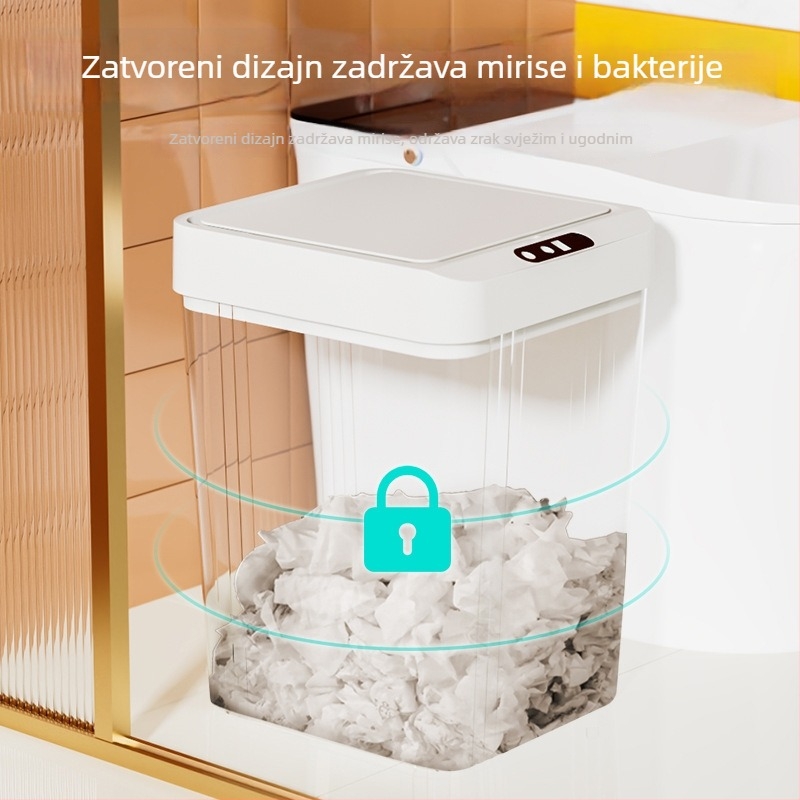 Senzorski koš za otpad za kućnu upotrebu, s poklopcem, 13 L kapaciteta, debeli ABS, pametni koš za otpad