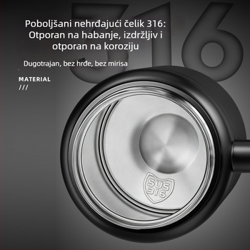 Premium izolirana šalica za muškarce s drškom, veliki kapacitet, odvajanje čaja i vode, za ured i dom, nehrđajući čelik