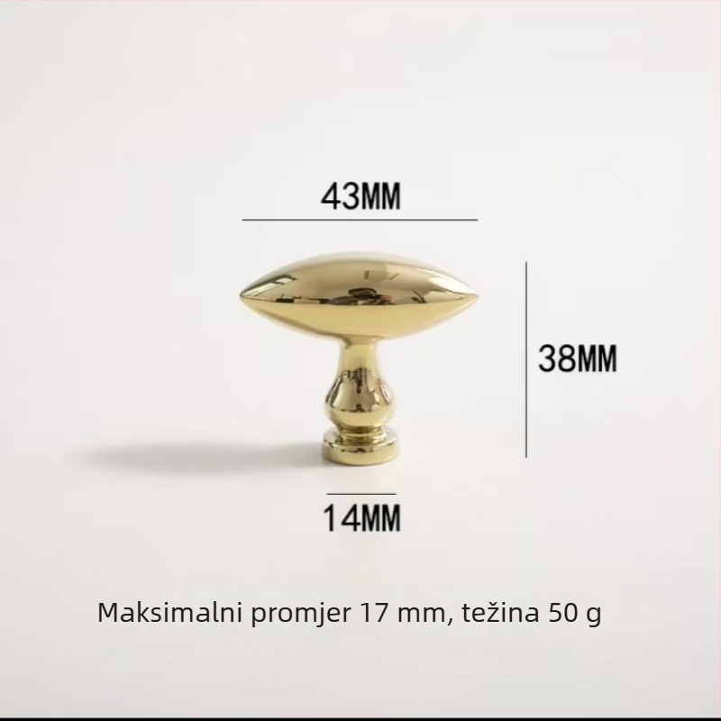 Ruka za garderobu u francuskom stilu sredine stoljeća, maslinastog oblika, retro, zlatni završetak, mala ručka za ormariće i ladice za cipele