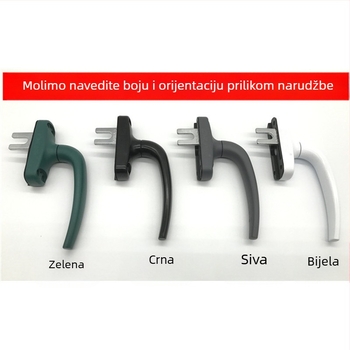 Kvaka od aluminijske legure za prozore s gornjim otvaranjem, s blokadom i spojnim mehanizmom