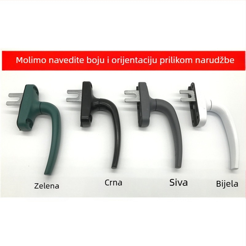 Kvaka od aluminijske legure za prozore s gornjim otvaranjem, s blokadom i spojnim mehanizmom