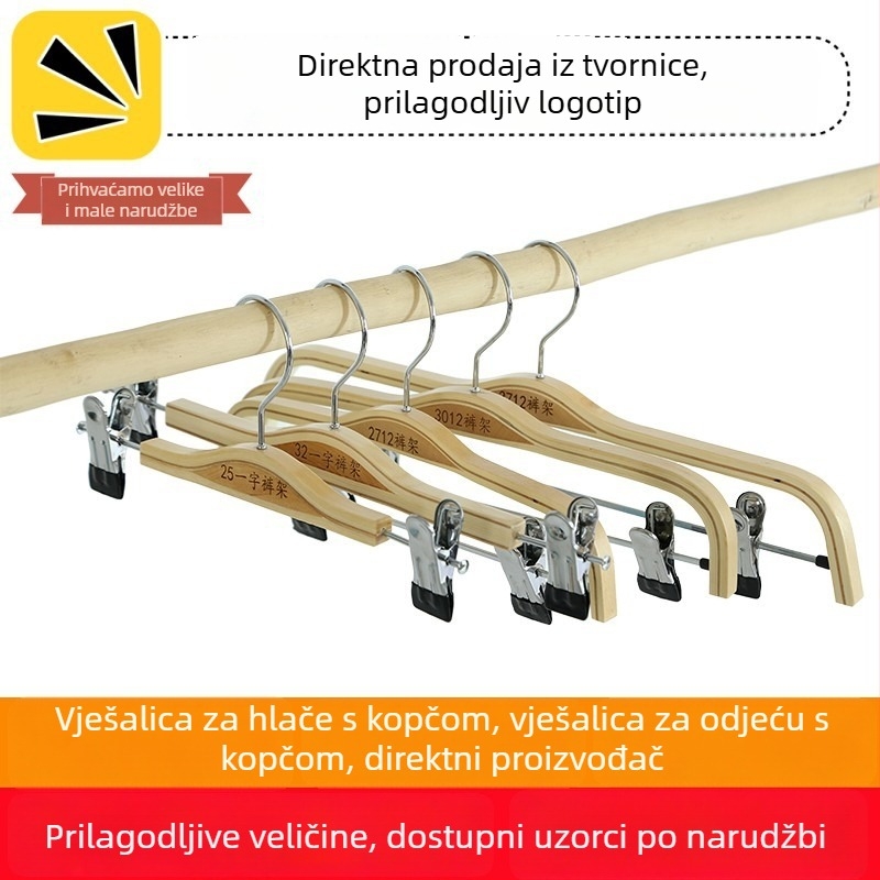 Drvena vješalica s klipom za hlače – jedinstveni set za odrasle i djecu