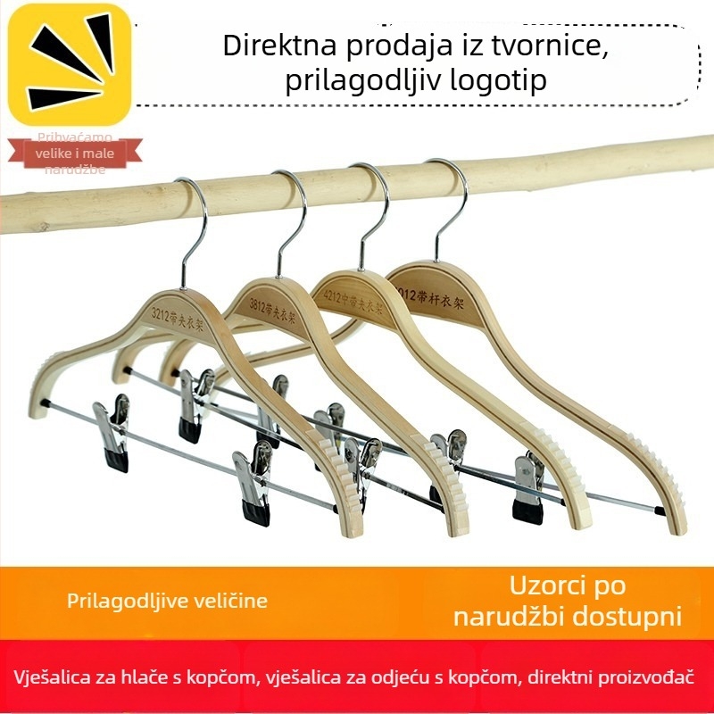 Drvena vješalica s klipom za hlače – jedinstveni set za odrasle i djecu