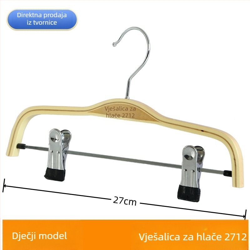 Drvena vješalica s klipom za hlače – jedinstveni set za odrasle i djecu