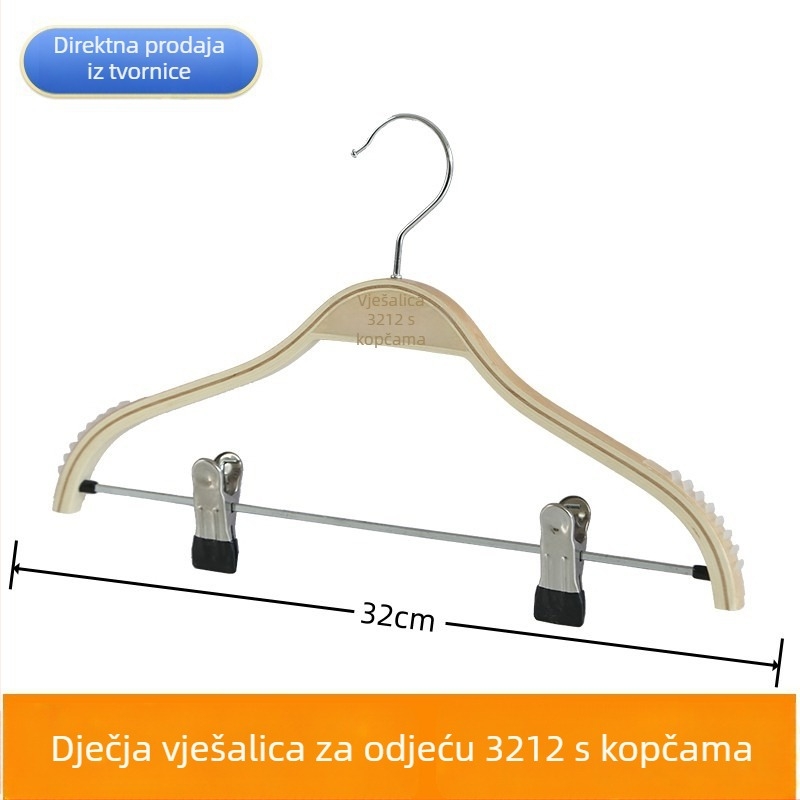 Drvena vješalica s klipom za hlače – jedinstveni set za odrasle i djecu