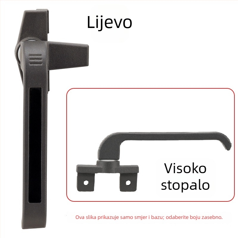 Kvadratna ručka s dizajnom od sedam znakova, ravno stopalo 50 mm, čvrst aluminijski spoj, za prozore s otvaranjem i klizne prozore
