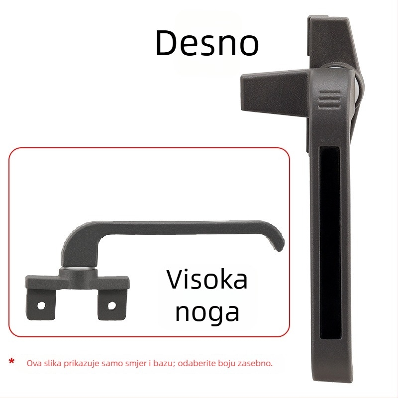 Kvadratna ručka s dizajnom od sedam znakova, ravno stopalo 50 mm, čvrst aluminijski spoj, za prozore s otvaranjem i klizne prozore
