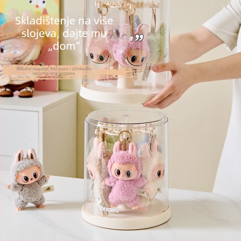 YX rotirajući stalak za skladištenje blind kutija, prozirna prašinu-zaštitna vitrina za figurice Labubu Bubble Mart model