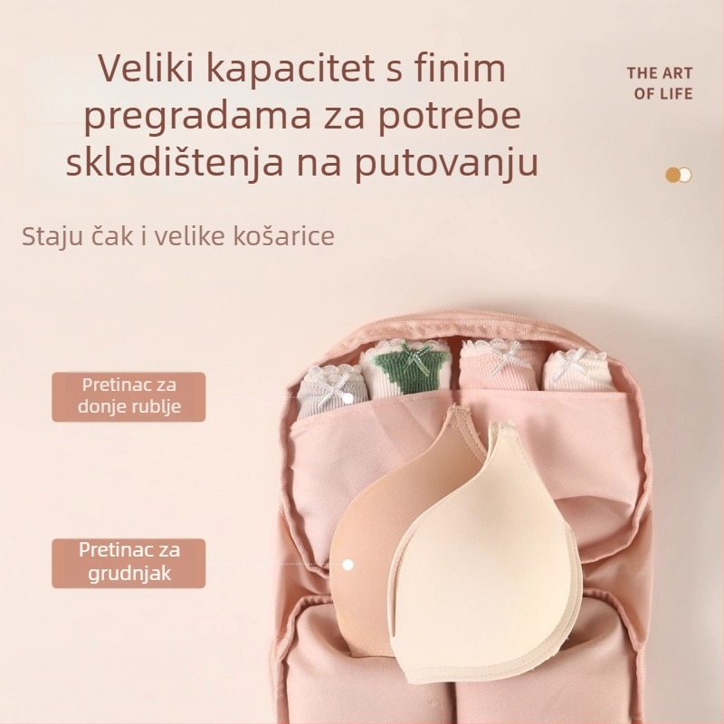 Putna torbica za pohranu donjeg rublja i odjeće za putovanje, organizator za grudnjake, donje rublje i čarape, kozmetička torbica, prijenosna