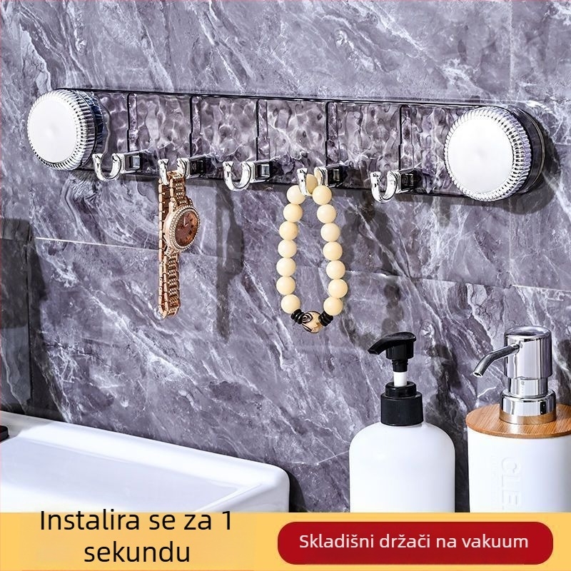 Rotirajuća kuka s usisnom čašom, višestruki redovi, bez bušenja, snažna nosivost za kupaonu, na zidu iza vrata, bez tragova