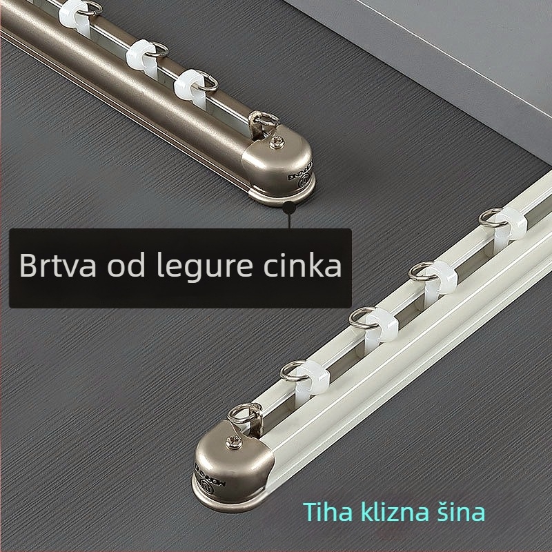 Aluminijska šina za zavjese, tiho klizanje, dvostruka šina, bijela, minimalistički dizajn, duljina 6,7 m.