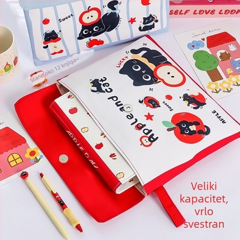 Slatka torbica za dokumente Apple Kitty, udobna ručka za pohranu školskih radova