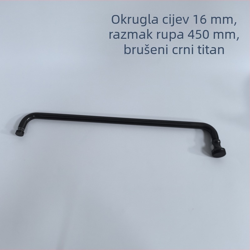 Drška za staklena vrata tuša, nehrđajući čelik, mat crna, model A-30, 16 mm okrugla cijev, razmak rupa 450 mm, moderni minimalistički stil