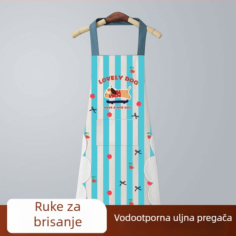 Moderna karikaturalna vodootporna i masno-otporna kuhinjska pregača s rukavima, unisex, s logom, dalmatinski uzorak