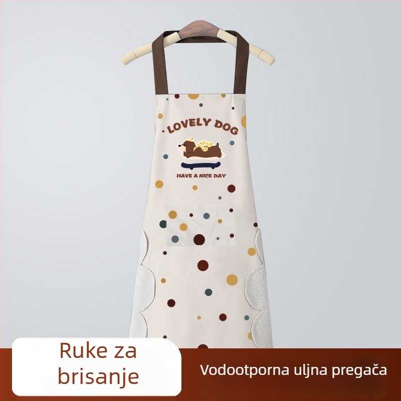Moderna karikaturalna vodootporna i masno-otporna kuhinjska pregača s rukavima, unisex, s logom, dalmatinski uzorak