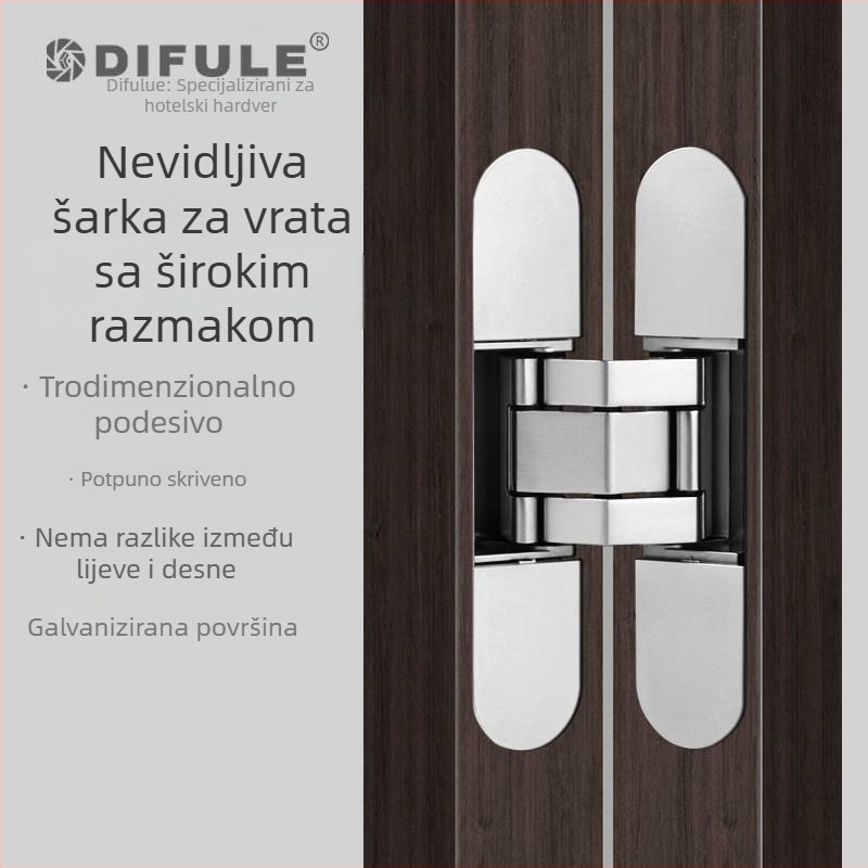 DIFULE Trodimenzionalno podešiva nevidljiva šarka vrata – Skrivena križna šarka za skrivene vrata, drvena vrata spavaće sobe, model DFL-L040