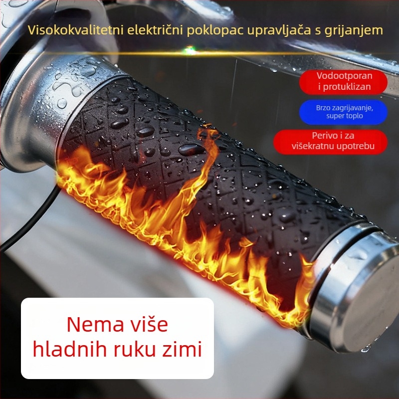 Grijani zaštitnik ručice upravljača motocikla, vodootporan, protuklizan, otporan na habanje, univerzalan