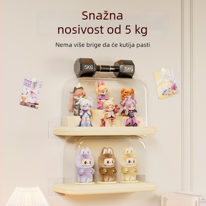 Zidna kutija Labubu za izlaganje figura s prozirnim zaštitnim poklopcem