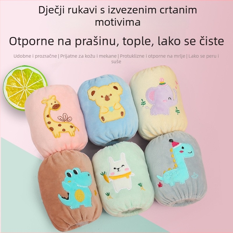 Dječji kratki zaštitni rukavi za ruke, slatka karikatura s izvezenim motivom, plišani materijal, otporni na prljanje