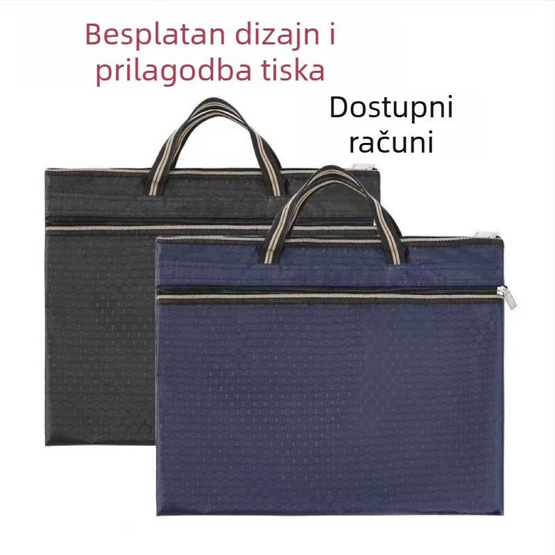 Otisnuta torba za dokumente od Oxford platna sa zatvaračem, pogodna za sastanke, mogućnost logotipa