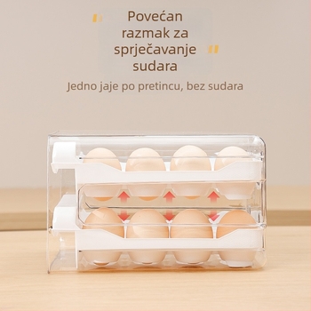 Prozirna PET kutija za jaja sa 32 odjeljka, dvostruki sloj dizajn s ladicama za hladnjak
