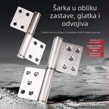 Nehrđajući čelični šarnir s oblikom zastave, odvojivi, 5 inča, 304, za klizna vrata, brtvna traka