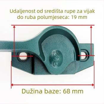 Aluminijska legura – polumjesečna brava za prozore s ručkom, brava za klizne prozore, model 0y828l, zelena
