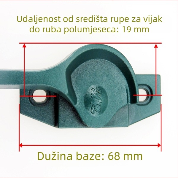Aluminijska legura – polumjesečna brava za prozore s ručkom, brava za klizne prozore, model 0y828l, zelena