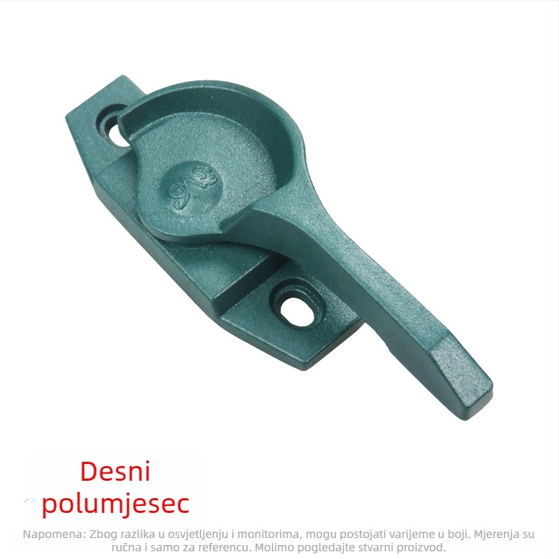 Aluminijska legura – polumjesečna brava za prozore s ručkom, brava za klizne prozore, model 0y828l, zelena