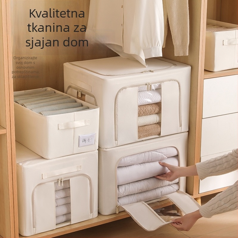 Sklopiva kutija za skladištenje od twilla s tri prozora, velika kapaciteta, periva, za odjeću i posteljinu, ekološki, japanski stil