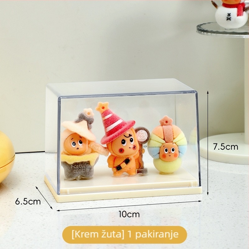 Kutija za pohranu figurica s plosnim dnom, zaštita od prašine, mini vitrina za izlaganje, može se slagati
