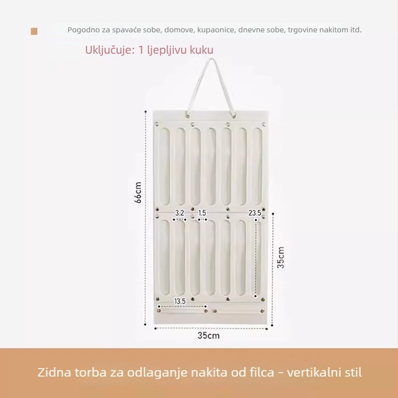 Organizator od filca za šešire i dodatke, velika viseća pretinica za naočale i kopče za kosu, višenamjensko skladište na zidu ili vratima