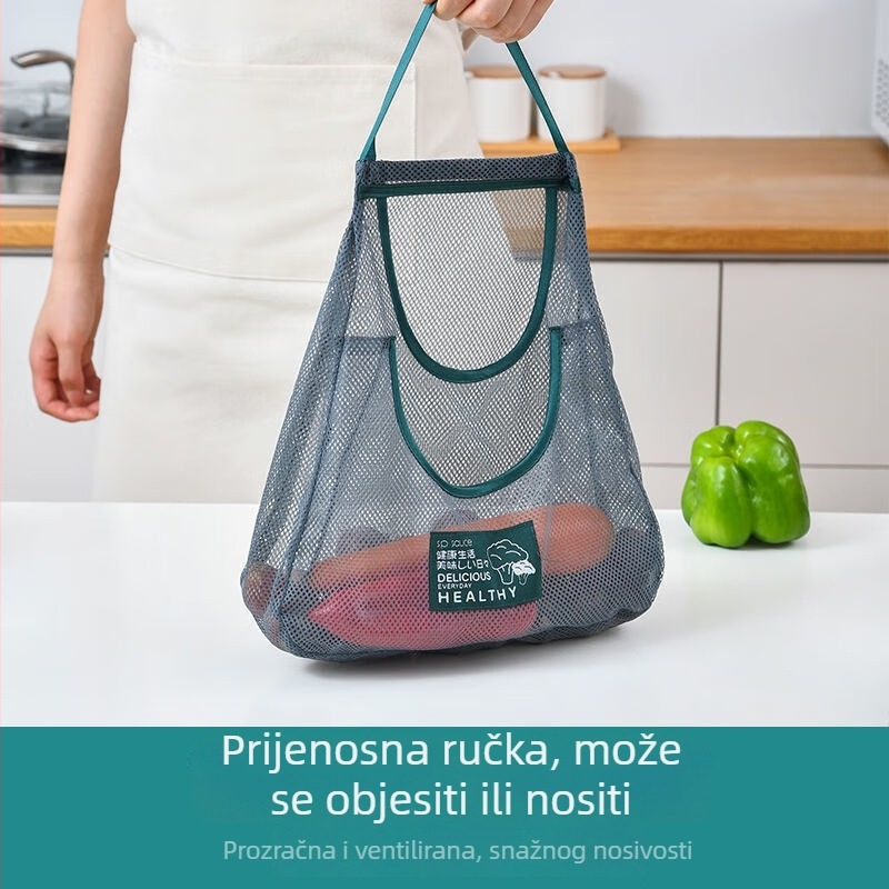 Zidna mrežasta torba za kuhinju, višestruko skladištenje voća i povrća, torba za skladištenje luka i đumbira