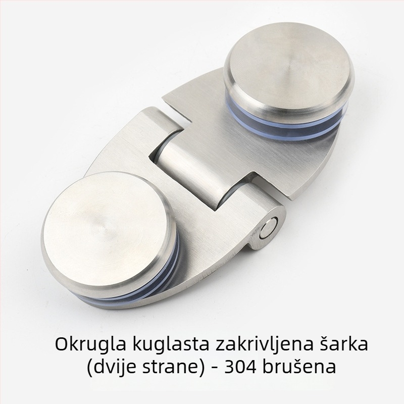 Nehrđajući čelični šarnir za staklena vrata kupaonice, luk s okruglim perlicama, čvrst i debeo, jednostrani pomični klip