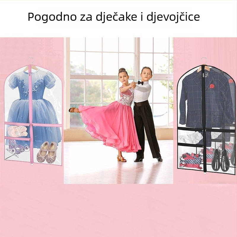 Prozirna PVC zaštitna navlaka za dječju odjeću s više džepova, zaštita od prašine za plesne suknje i odijela