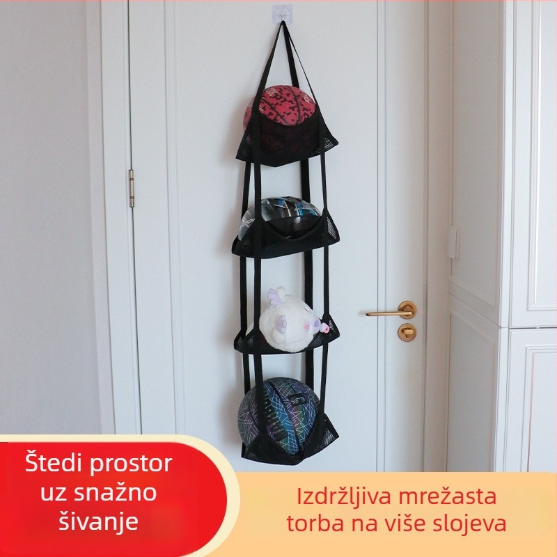 Višeslojna mrežasta vrećica za pohranu lopti za košarku i nogomet, zidni viseći organizator