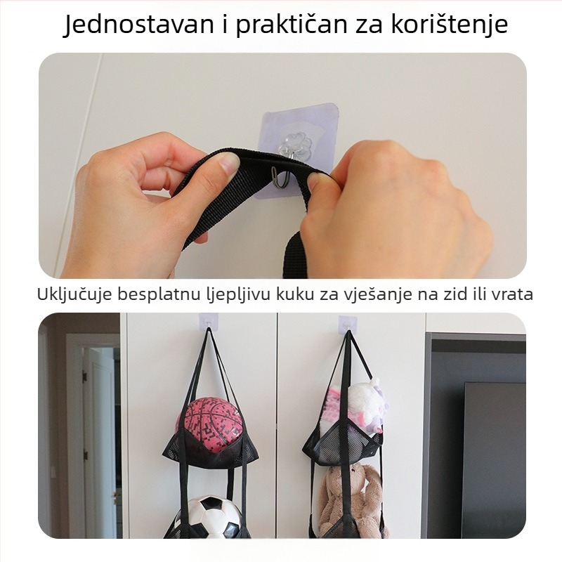 Višeslojna mrežasta vrećica za pohranu lopti za košarku i nogomet, zidni viseći organizator