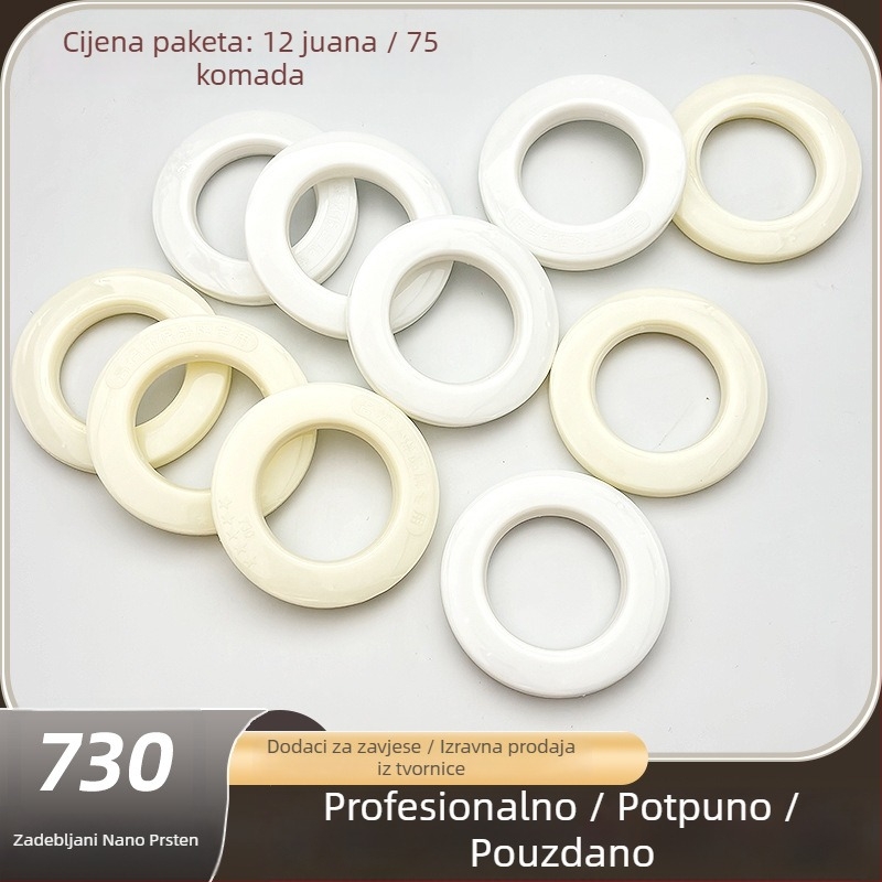 Set prstena za zavjese s 73 nm: zavjese prsteni, rimski prsteni i perforirani amortizacijski prsteni, otprilike 75 komada po vrećici