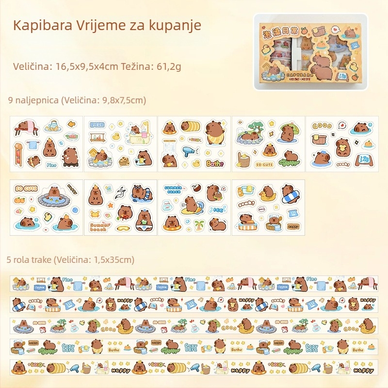 Set traka za planer s motivom kapibare i laser ispisane naljepnice za DIY dekoracije dnevnika