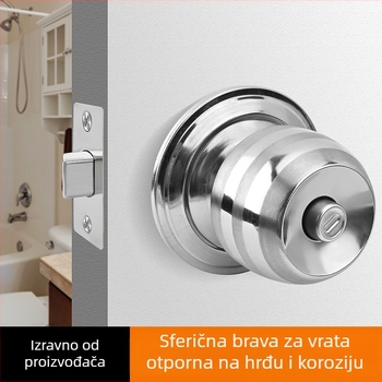Brava za vrata bez ključa u sfernom obliku – unutarnje vrata, univerzalna kućna upotreba, pogodna za spavaću sobu i kupaonicu