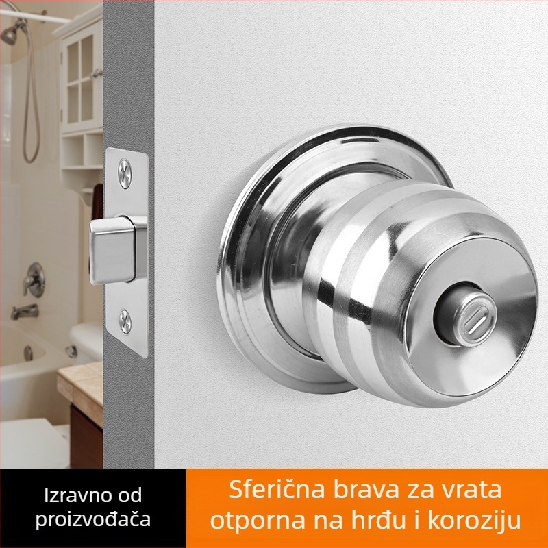 Brava za vrata bez ključa u sfernom obliku – unutarnje vrata, univerzalna kućna upotreba, pogodna za spavaću sobu i kupaonicu