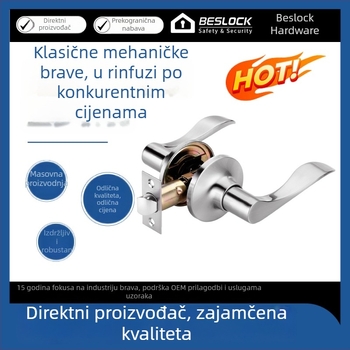 Prilagodljiva brava za vrata od aluminijske legure s ručkom, mehanički mehanizam, trostruki štapni mehanizam za vrata spavaće sobe, tih i protiv krađe.