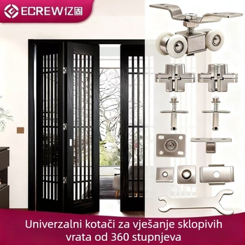 Hardver za sklopna vrata: drvena vrata, kotač za podizanje, tih klizni set s križnim skrivenim osovinama