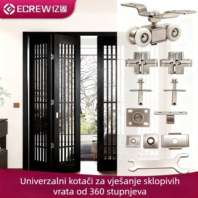 Hardver za sklopna vrata: drvena vrata, kotač za podizanje, tih klizni set s križnim skrivenim osovinama
